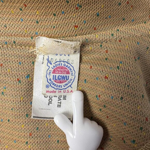 Vintage 70s Tan Speckled Button-Front Blazer Jacket – Made in USA – ILGWU Union - Picture 6 of 8